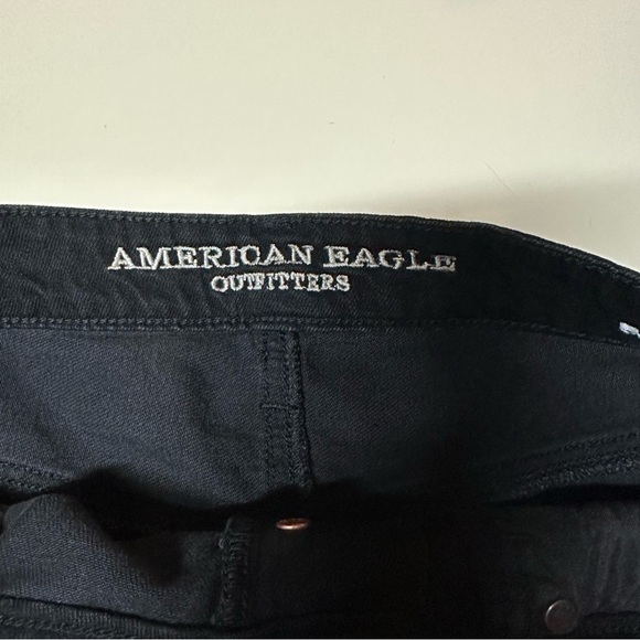 American Eagle Hi Rise Festival Mini Black Denim Skirt Size 12 Button Fly - Picture 9 of 10